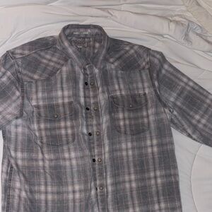 Lucky Brand Gray Plaid Casual Button Down Shirt